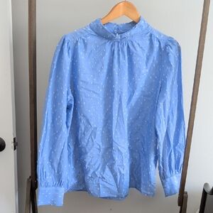LOFT Light Blue Blouse with White Accents